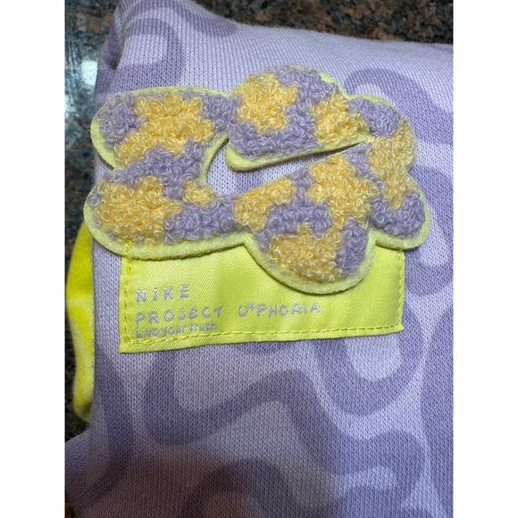 Nike Euphoria Trend Fleece Cropped Sweatshirt Purple/Yellow Size XS Oversized - Picture 12 of 14